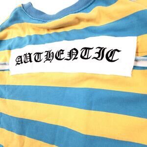 The Greii Womens Sweater Sweatshirt Blue and Yellow Striped Womans Small